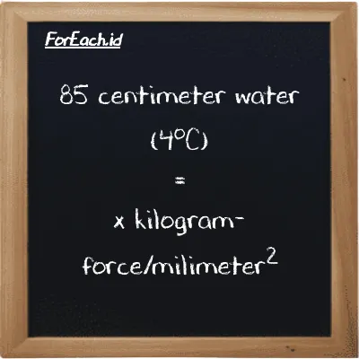 Example centimeter water (4<sup>o</sup>C) to kilogram-force/milimeter<sup>2</sup> conversion (85 cmH2O to kgf/mm<sup>2</sup>)